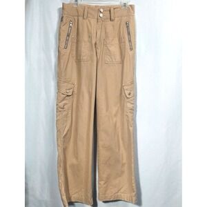 GX Cargo Pants Womens Hiking Tactical Work M Multi Pockets Tan Straight Cotton